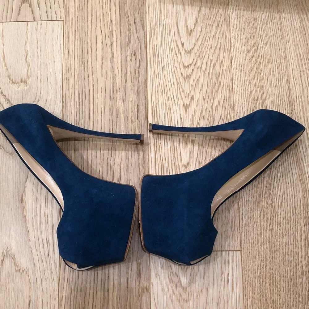 Giuseppe Zanotti Platform Heels Size 9 Blue Gaga Suede